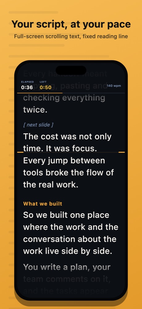 The scrolling teleprompter